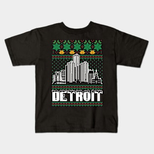 Detroit Michigan Ugly Christmas Kids T-Shirt